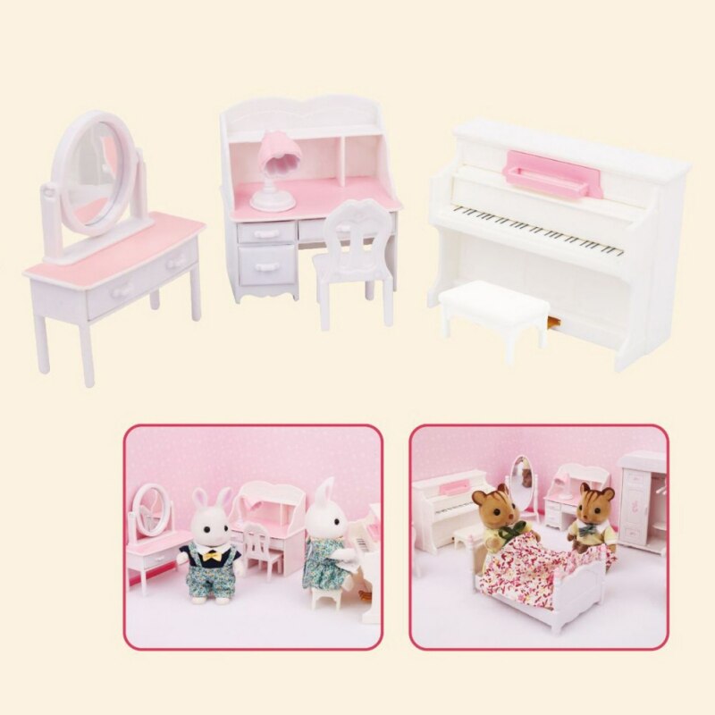 Foresta Famiglia Villa 1:12 Mobili Set Giocattolo FAI DA TE Miniatura Piccolo Dollhouse Fluttuazione Letto Set Casa di Bambola Giocattoli Per I Bambini: 5