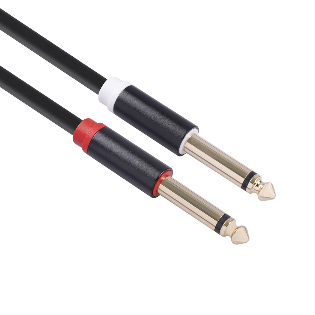2 Rca Mannelijke Naar 2 6.35 Jack Mannelijke Audio Kabel 1.5M Connector Converter Adapter Snoer