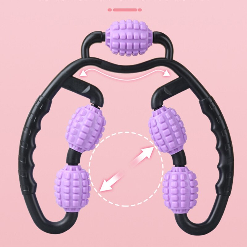 2/4/5 Wheel U Shape Trigger Point Massage Roller for Arm Leg Neck Muscle Tissue for Fitness Gym Yoga Pilates Sports