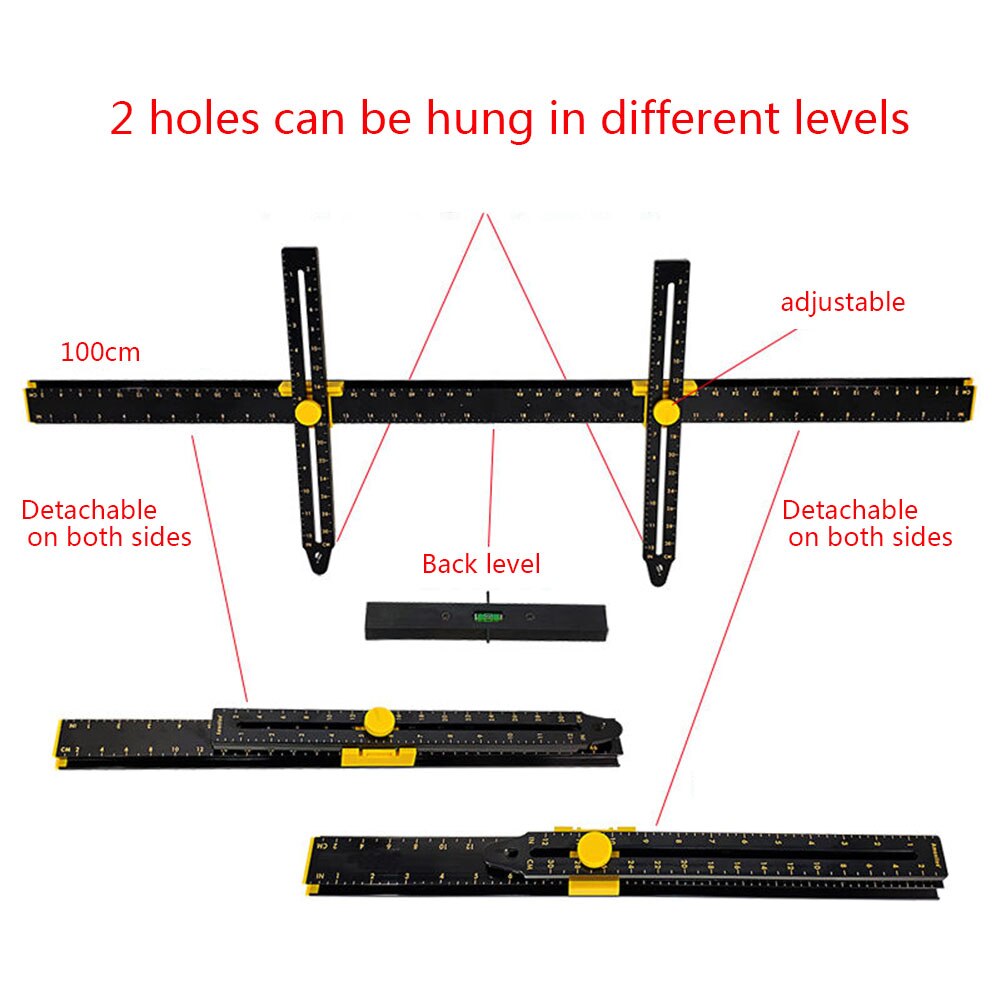 Regla de nivel de punzonado de posición de medición de suspensión de 100cm herramienta de imagen medidor multifunción para pintura colgante