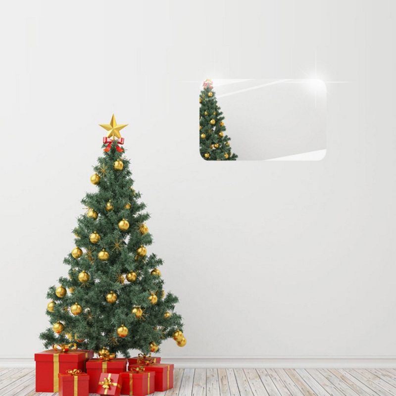 Veggklistremerke 3d speileffekt avtagbar rektangel oval bakgrunnsdekorasjon til hjemmet 88. januar