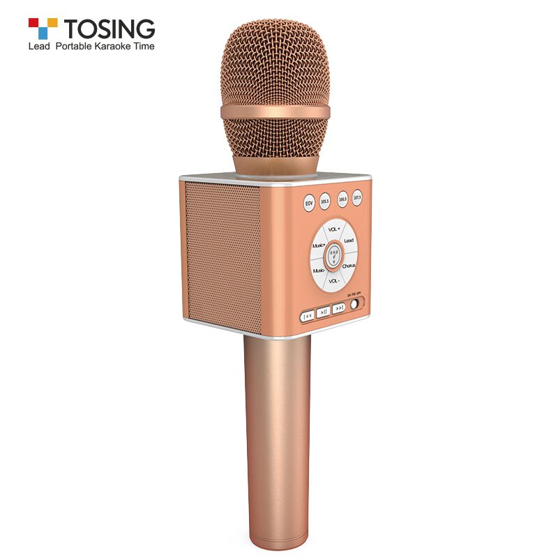 TOSING Q12 Draagbare Karaoke Microfoon Draadloze Bluetooth Speaker Handheld Muziekspeler KTV Reizen SupportUSB card Play: Rose Gold