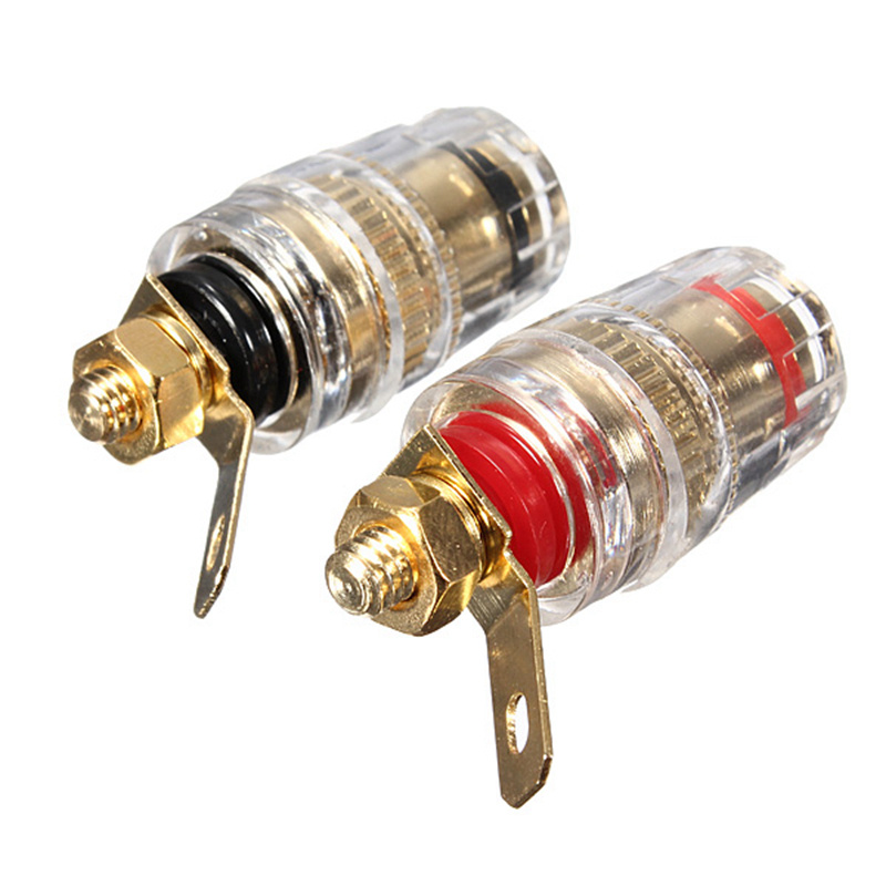 LEORY 4 Pcs Amplifier Speaker Terminal Board Connector 32 mm Gold Plated Binding Post For 4mm Banana Plug Jack Connector