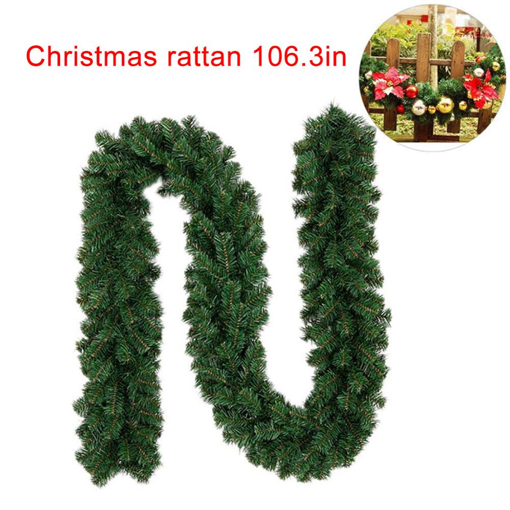 2.7m Pine Christmas Garland Decorative Green Christmas Garland Artificial Xmas Tree Rattan Banner Decoration Ship: Default Title