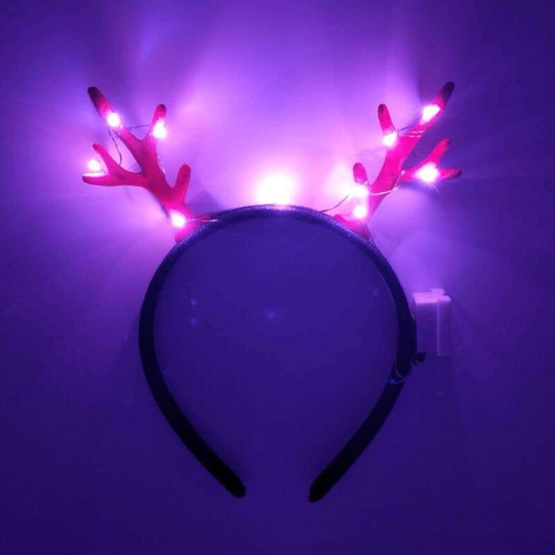 Diadema LED con cuernos parpadeantes para niños, alce adulto, ciervo, cuerno, diadema brillante, diadema, decoración para el hogar, , cumpleaños: red light
