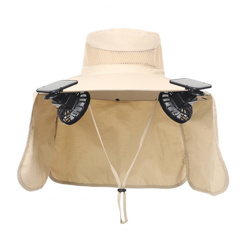 Solarbetriebener Lüfterhut, atmungsaktiver Solar--Lüfterhut mit UPF 50, UV-Schutz, 2 Solarventilatoren für Männer, Eimerkappe mit breiter Krempe für Höhle Außenbereich: Grün