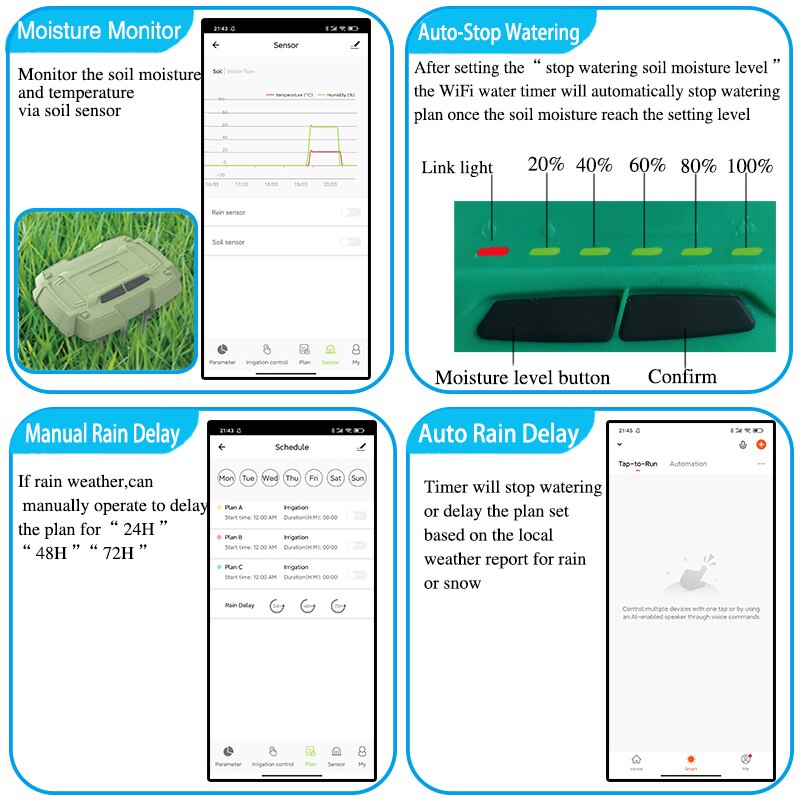 WIFI Tuya Clever Heimat Garten Automatische Bewässerung Timer Regen Sensor Bewässerung Regler
