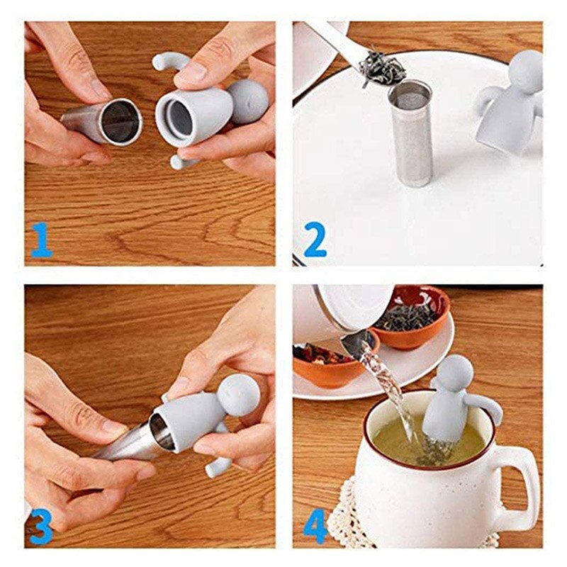 Silicone Tea Strainer Little Man Shaped Tea Infuser Filter Brewing Teapot Tea Infusers Loose Leaf Coffee Filter TLSM