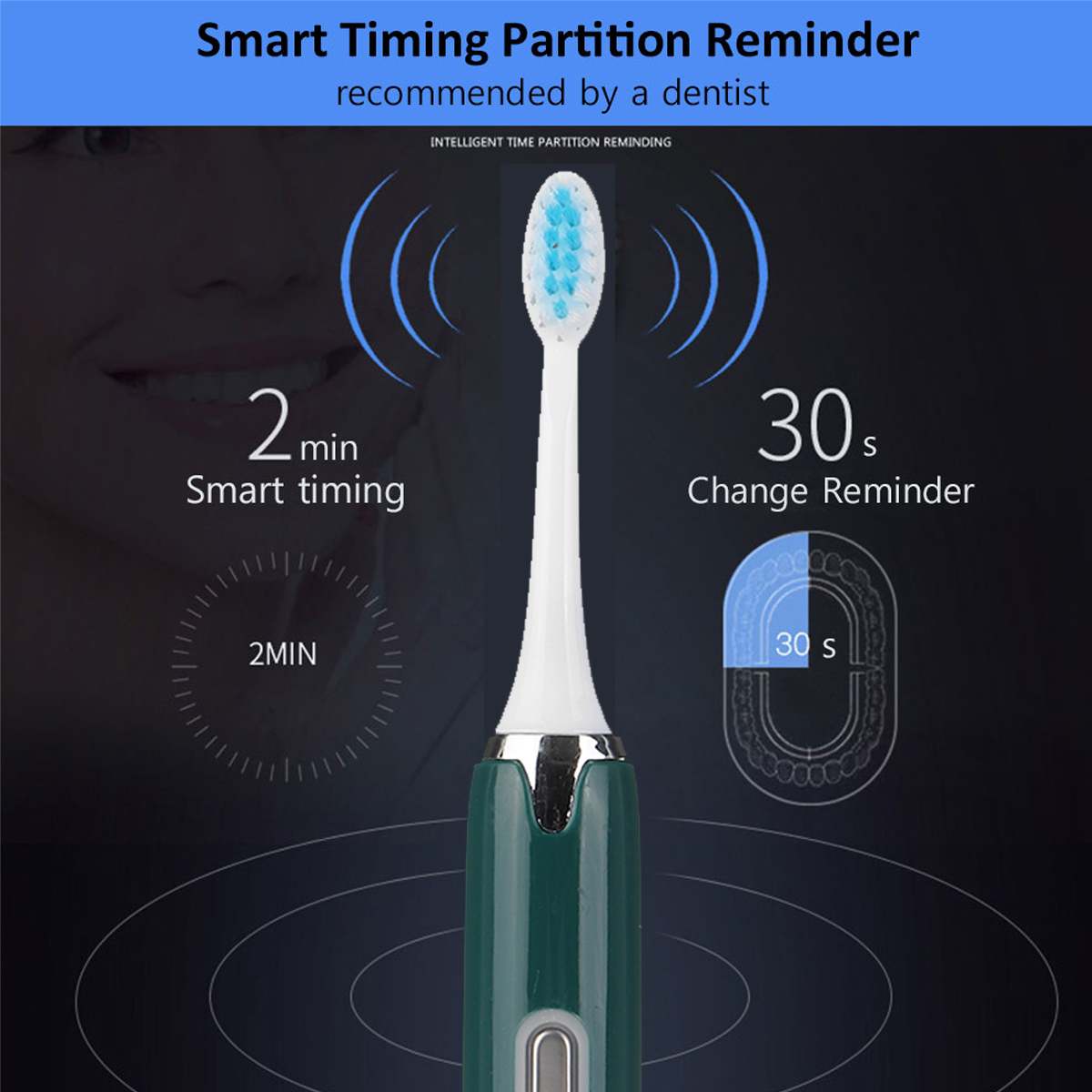 Electric Toothbrush USB Rechargeable Automatic Sonic ToothBrush 5 Models Waterproof Cleaning Bathroom Tool with 4 Brush Heads