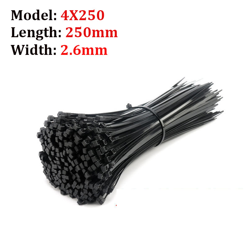 3x100-4x200 Self-Locking Plastic Nylon Cable Ties Industrial Cable Ties Fastening Ring Buckle Nylon Cable Ties 100pcs: 4x250