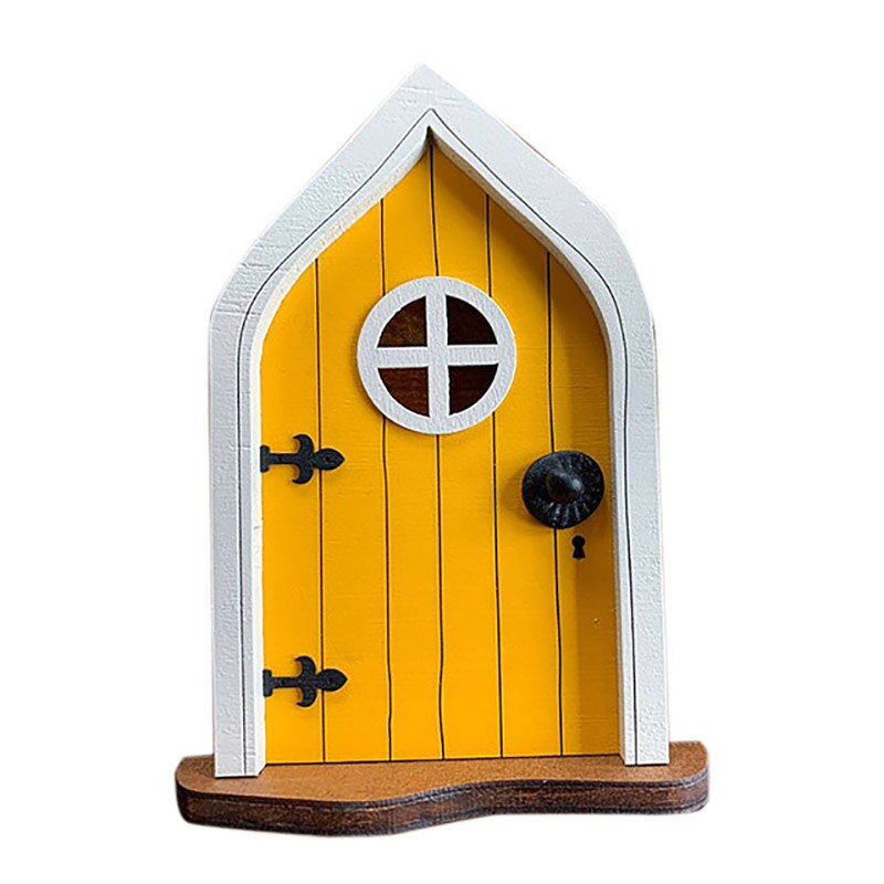 Miniatur-feen- und gartenzwergfiguren für fenster und türen, elfenhäNutzer, gartendekoration, skulpturen, statuen, außendekoration: Gelb