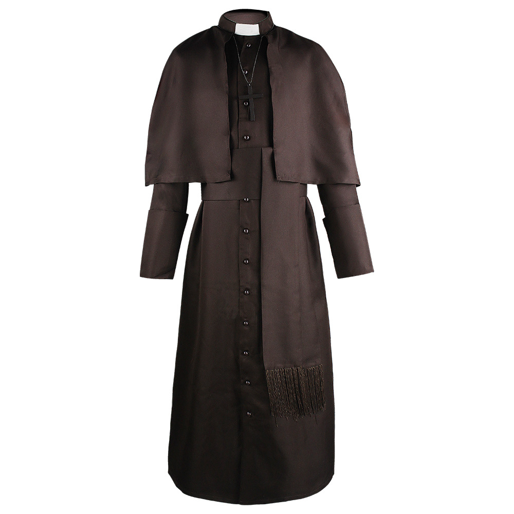 Medieval solid colored Father Costume Halloween Pastor cosplay costume