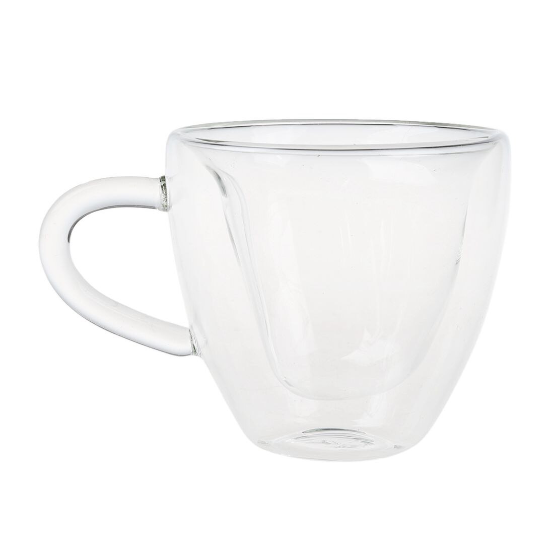 Hjerteformet gjennomsiktig glasskopp