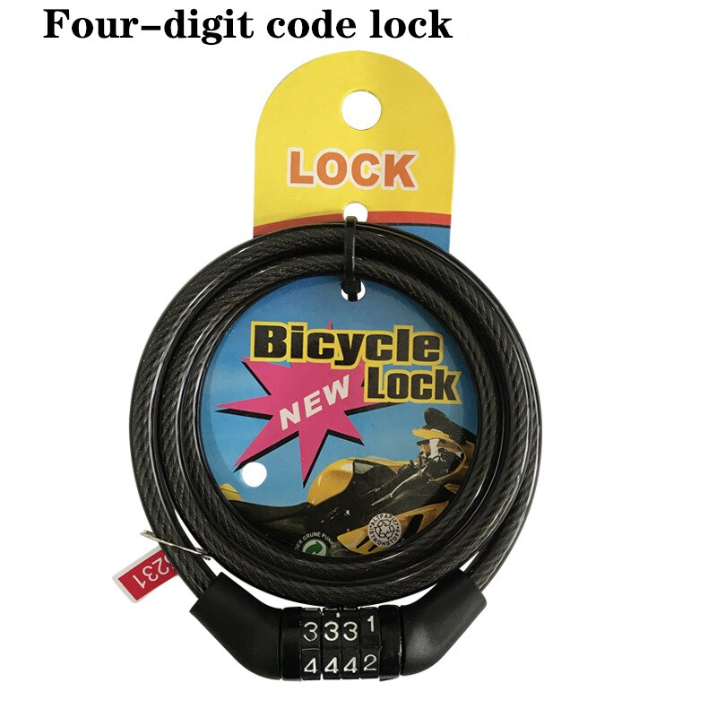 portable Road Bicycle Locks password lock 4-digit bicycle mountain bike password wire lock burglar lock 4-digit password lock