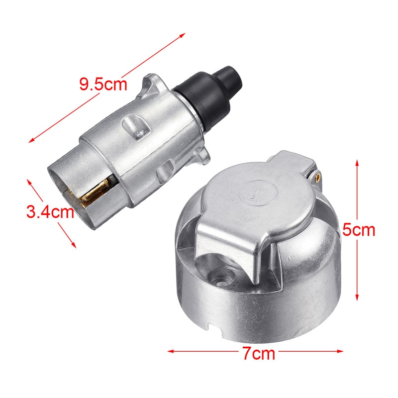 2 In 1 Metal Trailer Connector Car Electric Accessories 7 Pin Round Shape Plug Adapter Converter Kits Towing Supply Power Tool