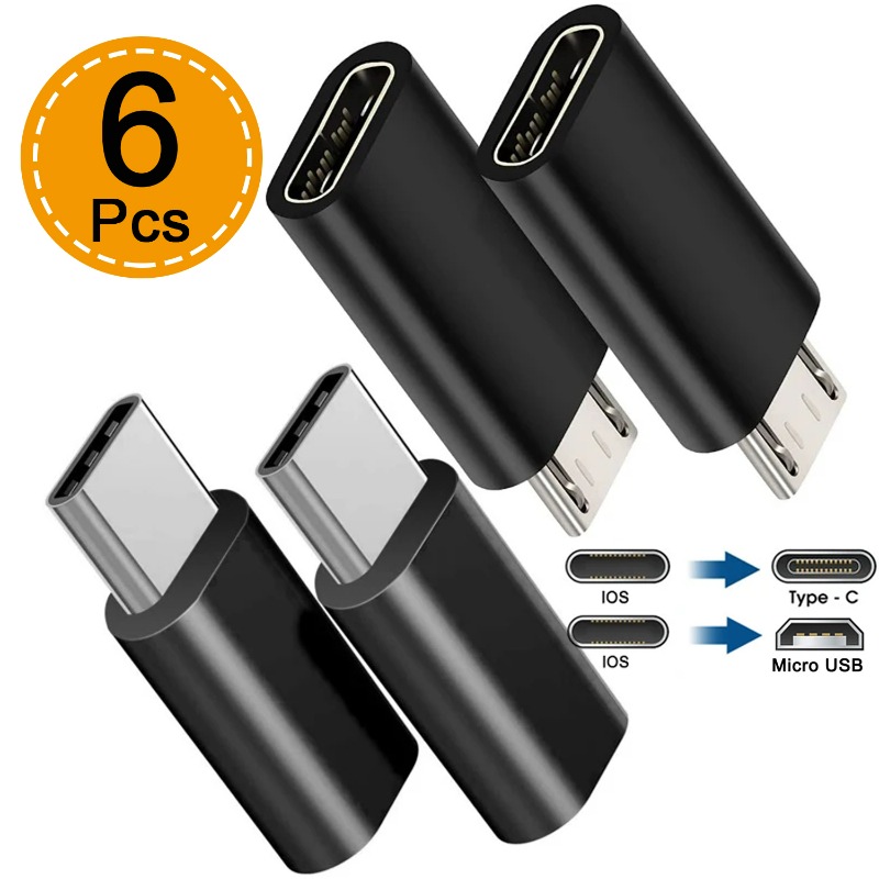 Adaptador Micro USB tipo C macho a IOS hembra, conector de sincronización de datos, convertidor de carga para Apple, teléfono móvil Android, adaptador de computadora portátil