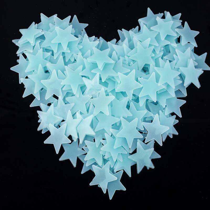 100pcs/bag 3cm Mixcolor Glow in the Dark Toys Luminous Star Stickers Bedroom Sofa Fluorescent Painting Toy PVC for Kids juguete