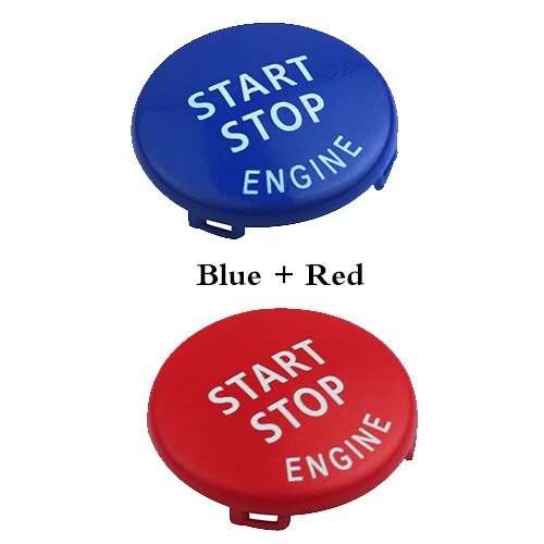 początek zatrzymać przycisk silnika wymienić zatoczka dla BMW X1 X5 E70 X6 E71 Z4 E89 3 5 serii E90 E91 E60 klucz wystrój pierścień wykończenia czapka przełącznik zestaw: niebieski i czerwony