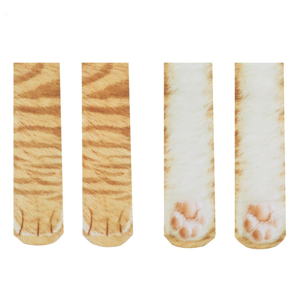Unisex barn voksen 3d print dyrepote sokker kat hund dinosaur tiger pote sokker til kvinder mænd børn sjov afslappet: Kat gul