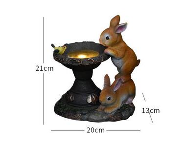 Garden Cute Rabbit Solar Light Resin Statue Ornaments Outdoor Courtyard Lawn Sculpture Decoration Balcony Park Figurines Crafts: Default Title