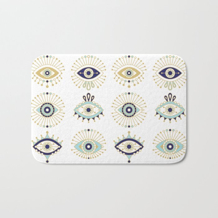 Mauvais oeil sur blanc tapis de bain flanelle absorbant antidérapant amulette Talisman paillasson porte d'entrée tapis de salle de bain
