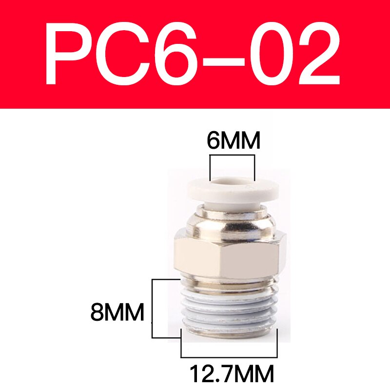 1 pcs Pneumatic quick-release trachea quick connector metric thread straight through APC4/6-M5PC8-M6/M8/M10M12M16: PC6-02