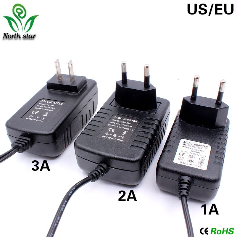 1 st 2a ac 100v-240v 12 converter adapter  dc 12v 2a 2000ma voeding eu stekker 5.5mm x 2.1-2.5mm voor led cctv