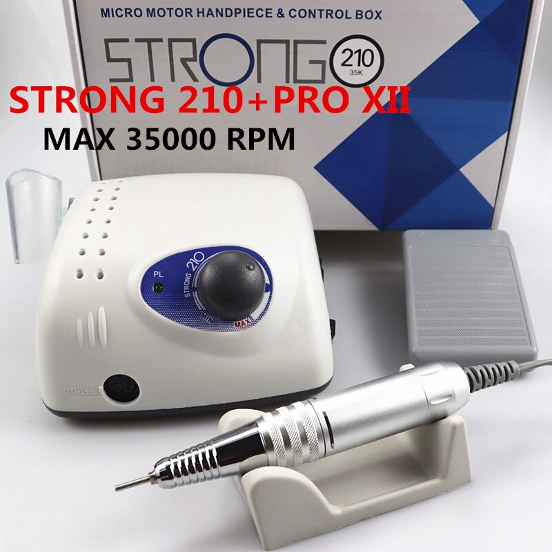 Strong 210 PRO XII Nail Drill 65W 35000 Machine Cutters Manicure Electric Nail Drill Milling Manicure Machine Polish Nail File: STRONG 210 SILVER