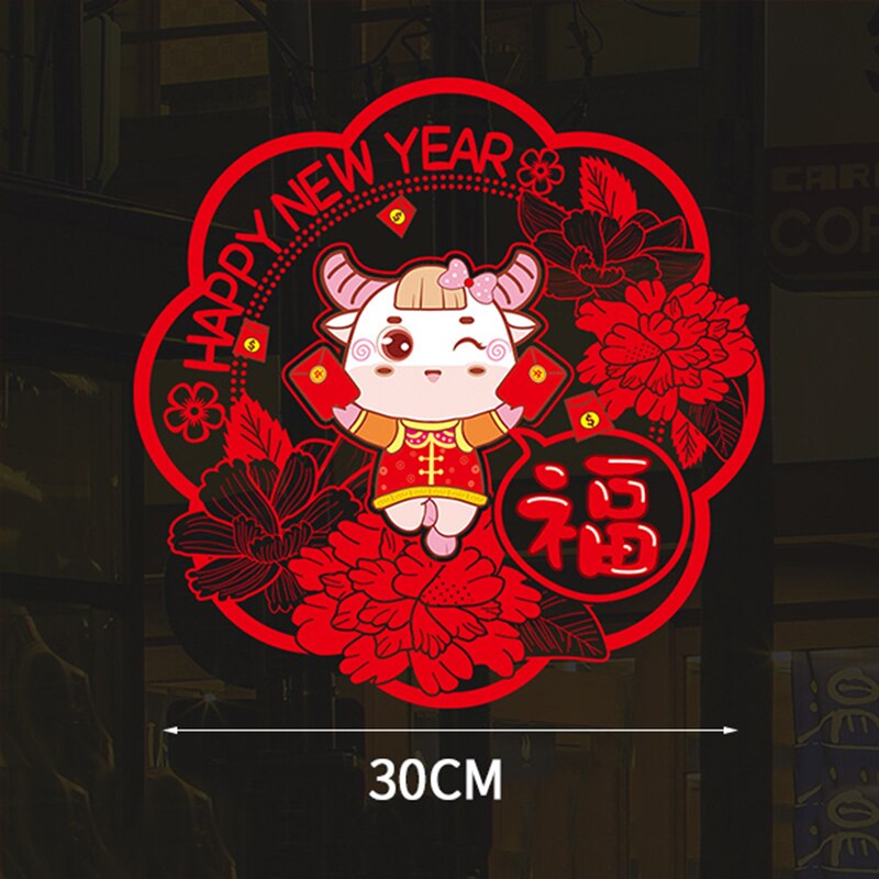 2Pcs/lot Chinese Year Window Stickers China Spring Festival Fu Wall Stickers Character Paper-Cutting Decals Glass Painting