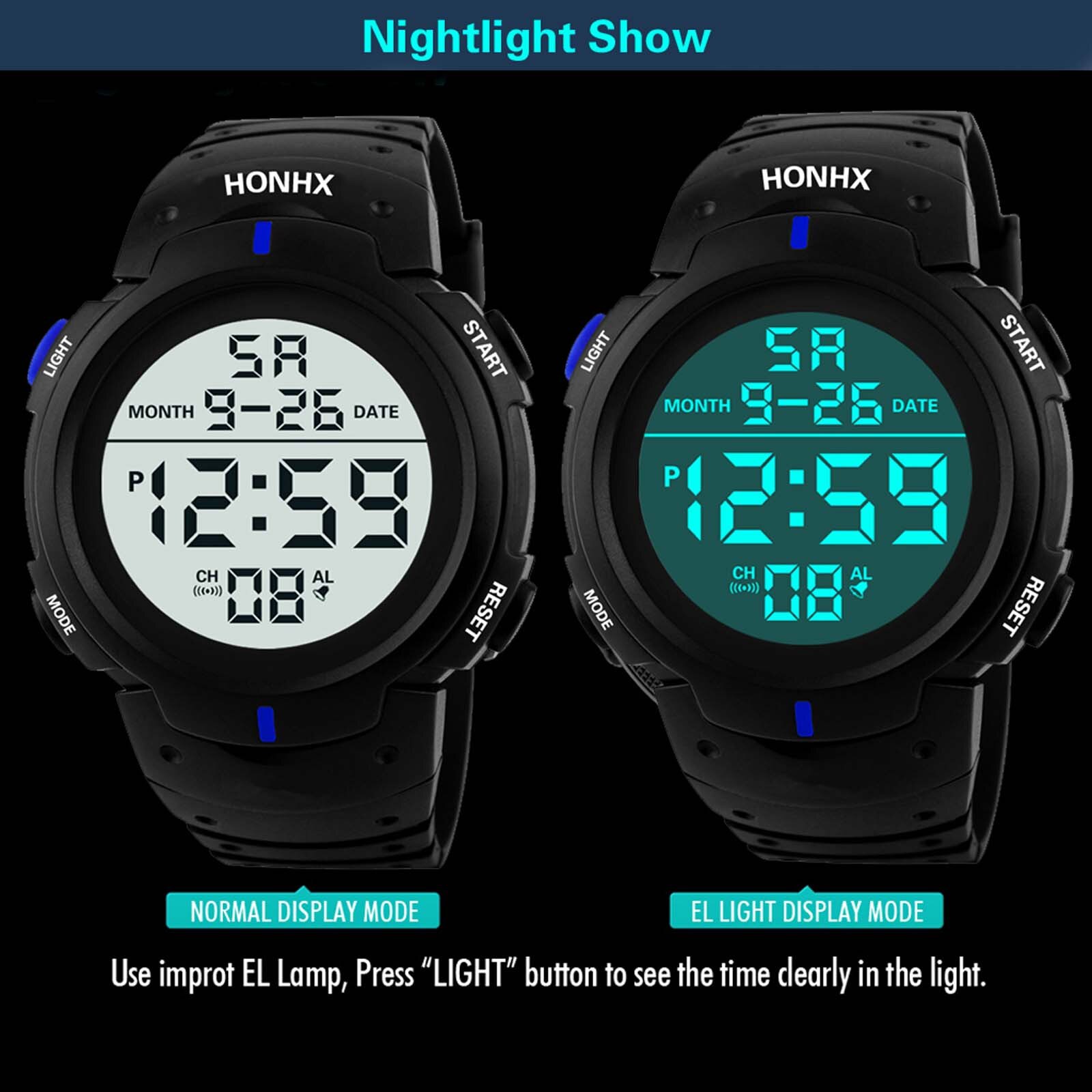 Sports Watches 50M Waterproof LED Digital Watch for Men Resin Dial PU Strap Clock Relogio Masculino Digital Watch