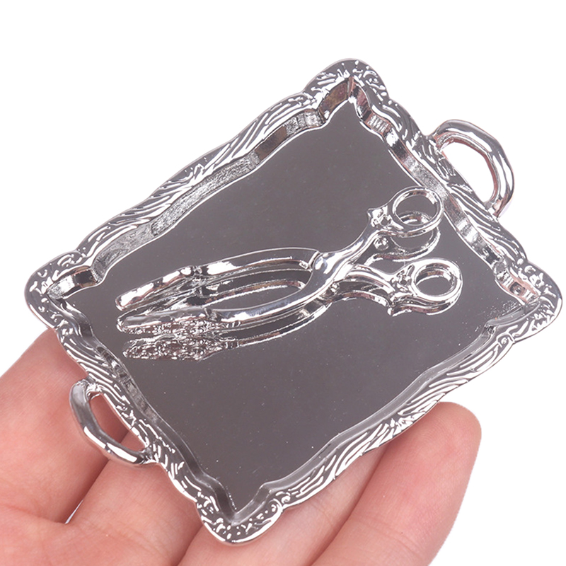 1pcs Dollhouse Miniature Metal Cakes Trays Bread Clip Desserts Plate Kitchen Model Decor Toy Doll House Accessories