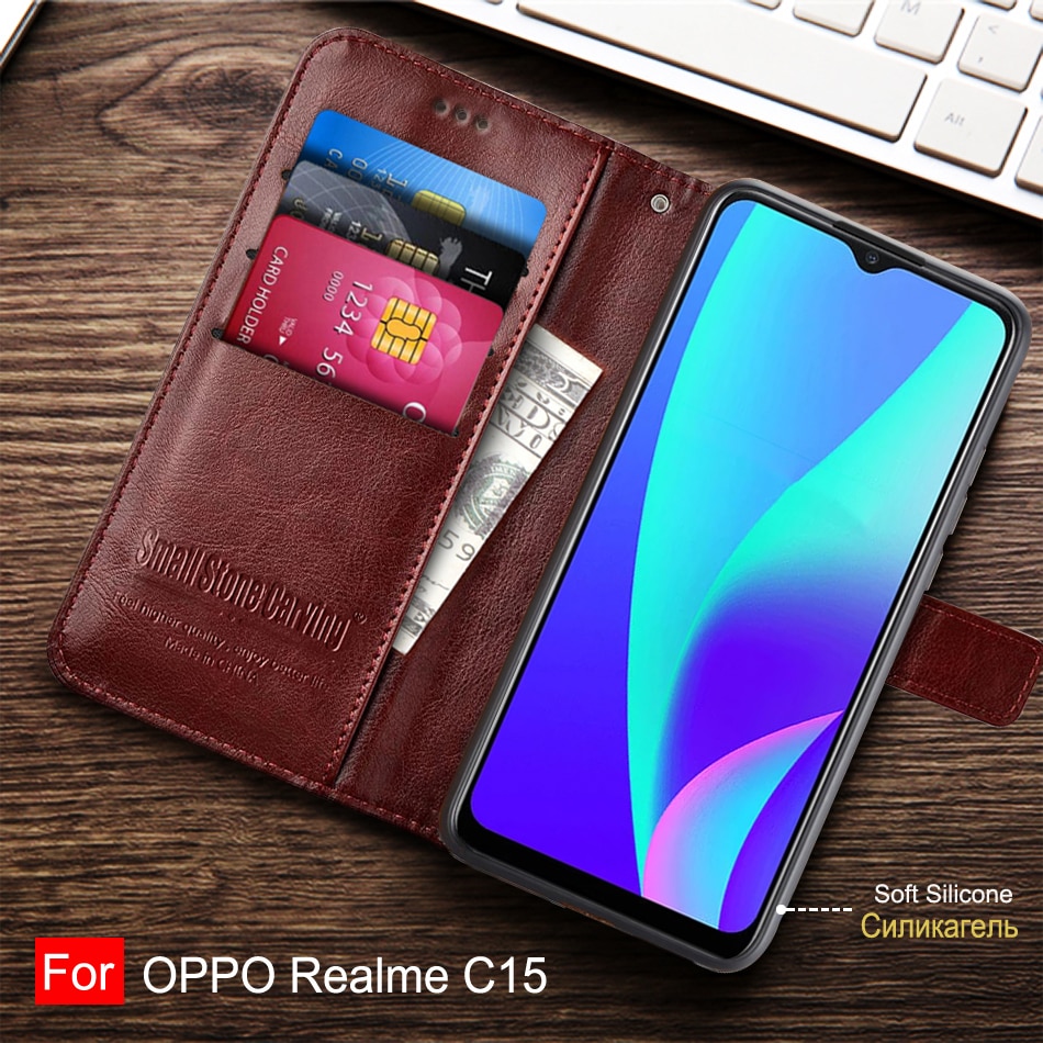 Voor Oppo Realme C15 Case Flp Lederen Boek Portemonnee Telefoon Geval Voor Oppo Realme C15 Cover Realme C 15 Tpu bumper RealmeC15 6.5 Coque