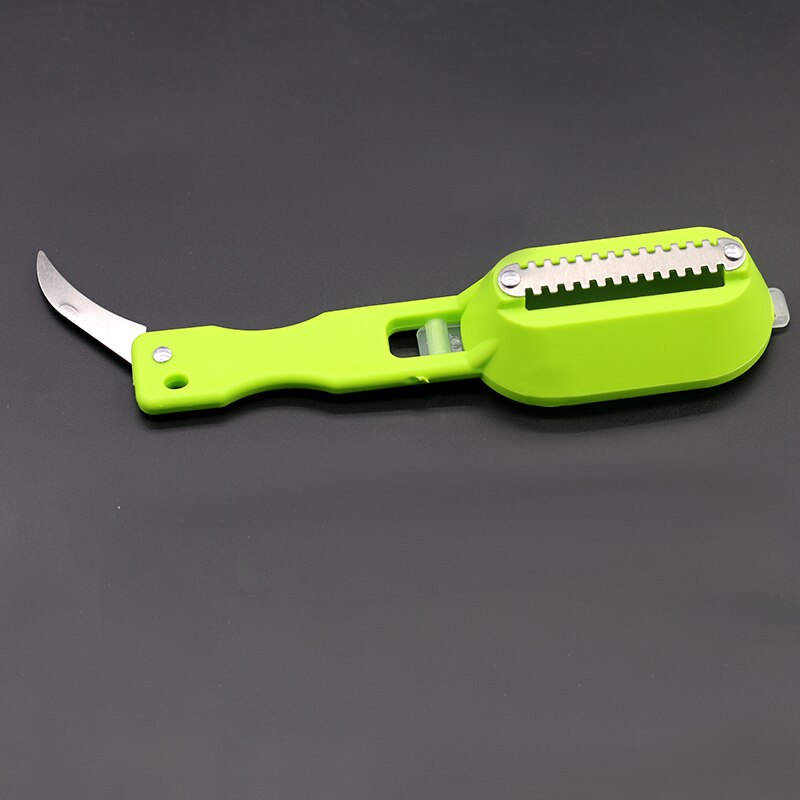 Multifunctional Fish Scale Planer Tool Fish Scaler Fishing Knife Fish Cleaning Tools Kitchen Cooking Accessorie: Green
