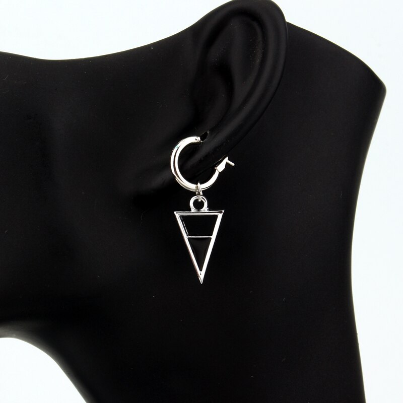 1Pair Women Triangle Enamel Hoop Earrings Hollow Geometric Pendant Earring Simple Ear Jewelry Accessory E118