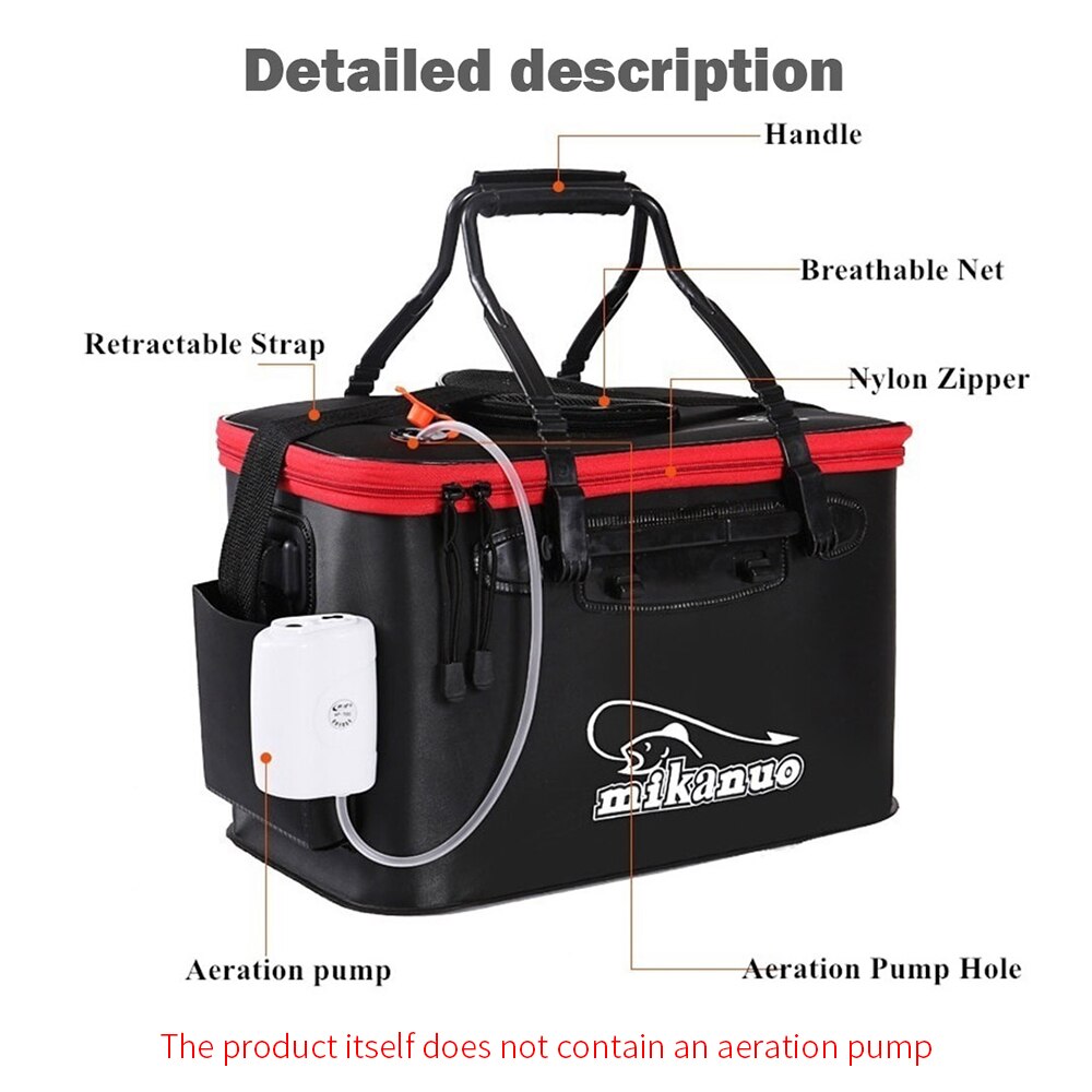 5 Sizes 11-35L Portable Zipper live Fishing Bucket Outdoor Folding EVA Fishing Bag Live Fish Bucket Camping Hiking Fishing Bag