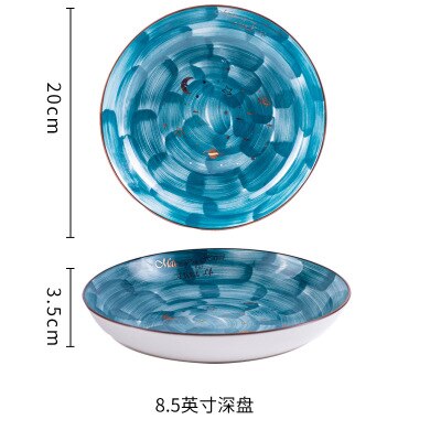 1 Pcs Sterrenhemel Gouden Keramische Plaat Huishouden Schotel Saus Rijst Kommen Soep Noedels Diner Plaat Steak Westerse Voedsel servies: 8.5 Inch Deep Plate