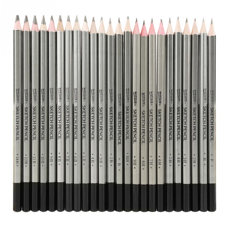 24 stks 9H-14B Sketch Art Set Tekening Schetsen Potlood Zacht Veilig Niet giftig Standaard Potloden Professionele Kantoor School Potlood