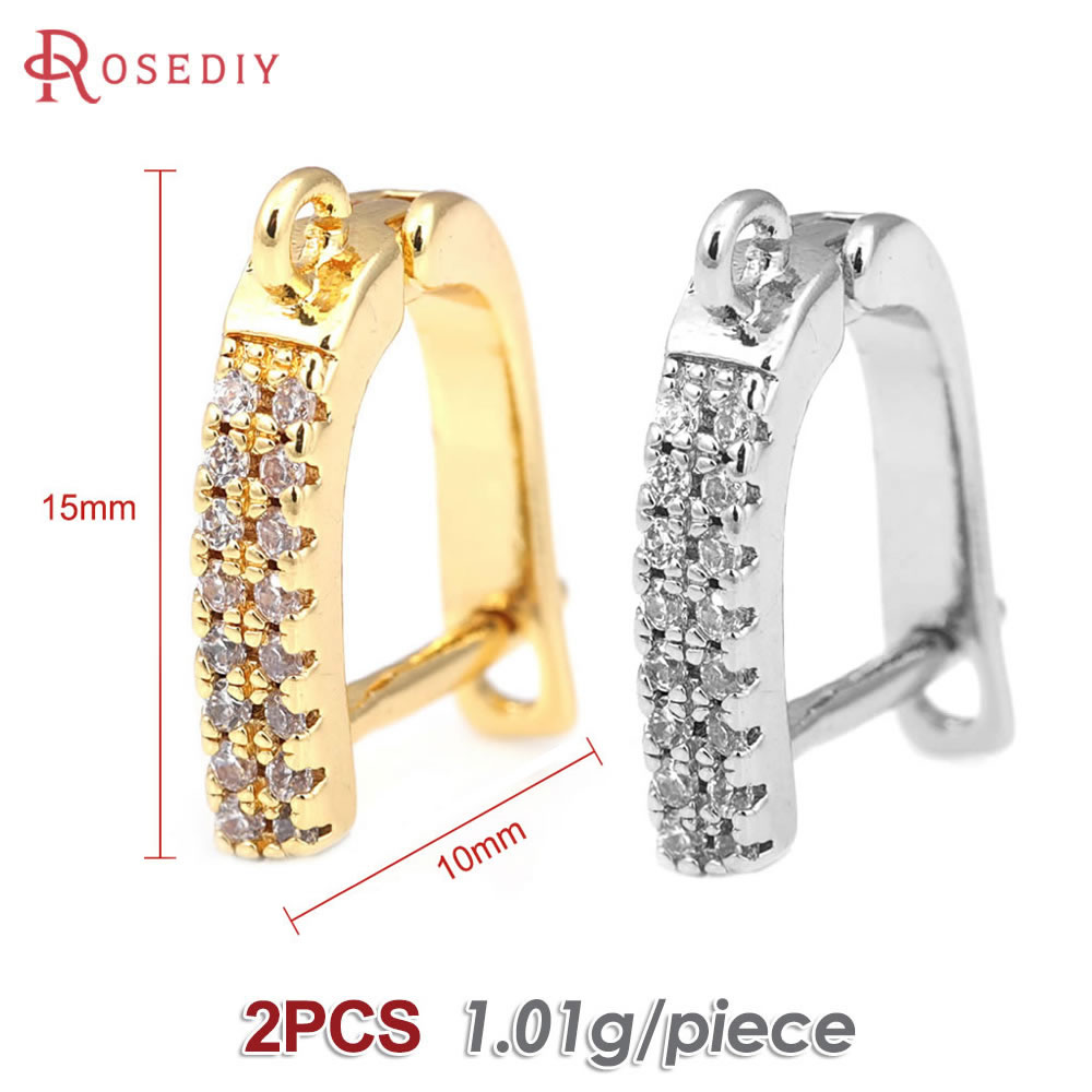 Pasador de latón y circón de Color dorado de 18K para mujer, suministros de fabricación de joyas Diy, accesorios para pendientes