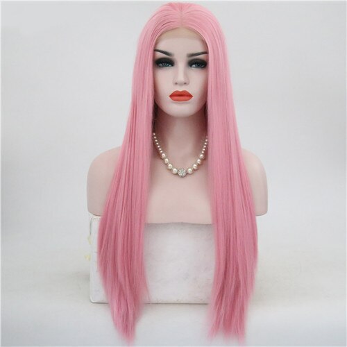 VREUGDE & BEAUTY 15 Stijlen Synthetisch Natuurlijk Smooth Lange Rechte Lace Front Pruik Hoge Temperatuur Fiber Voor Vrouwen Pruiken 28 inches: IMG-007