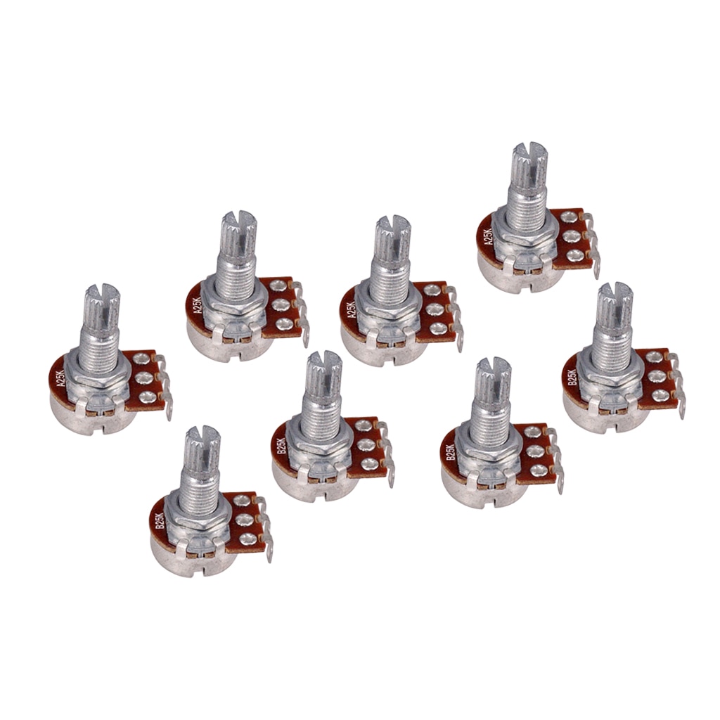 8x 25k 18mm Split Solid-Shaft Guitar Volume/Tone Control Potentiometer Pots