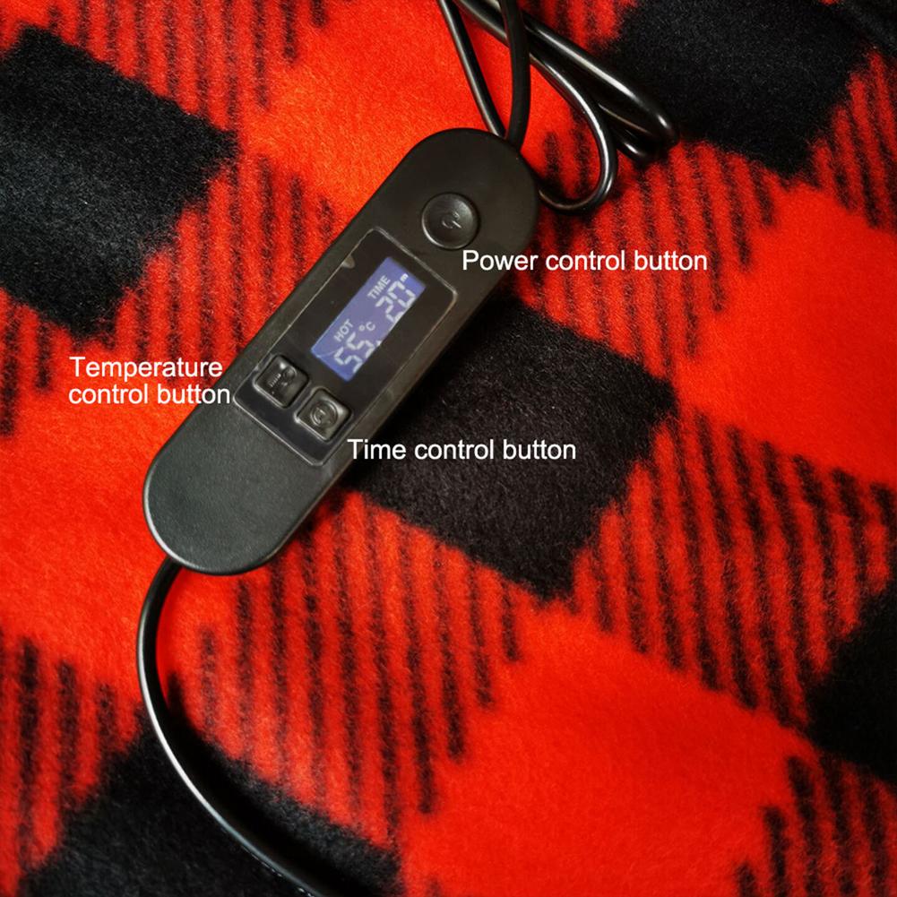 12V Electric Brushed Fleece Car Heated Blanket 4 4 Levels Temperature Adjustment Timing Heater Warmer With LCD Screen Display