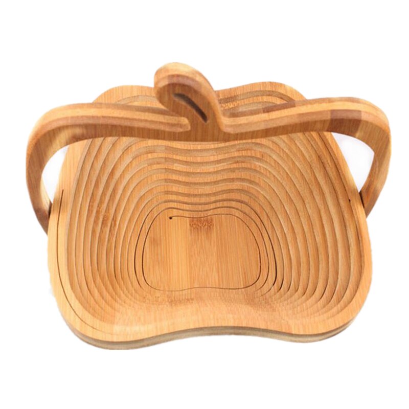 Novelty Foldable Apple Shaped Bamboo Basket Foldable Fruit Basket