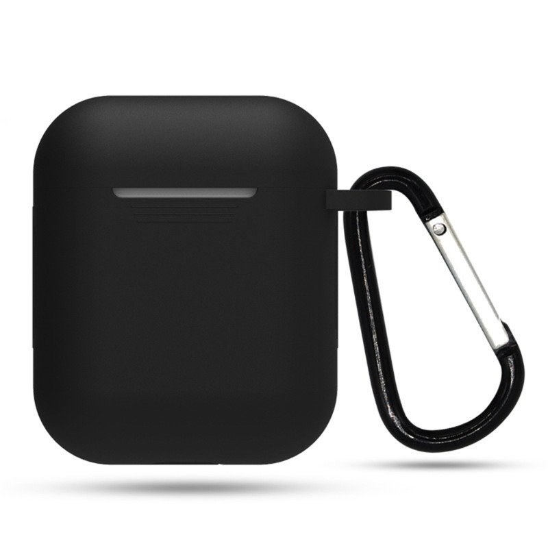 Wireless Bluetooth Kopfhörer Abdeckung für Airpods Bluetooth Headset Silikon Fall Dropproof Wasserdichte Gürtel Haken Fall Hängen Schnalle: Black