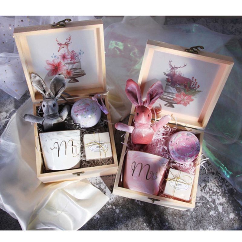 Glass Top Display Box Unfinished Natural Wooden Square Jewelry Storage Package