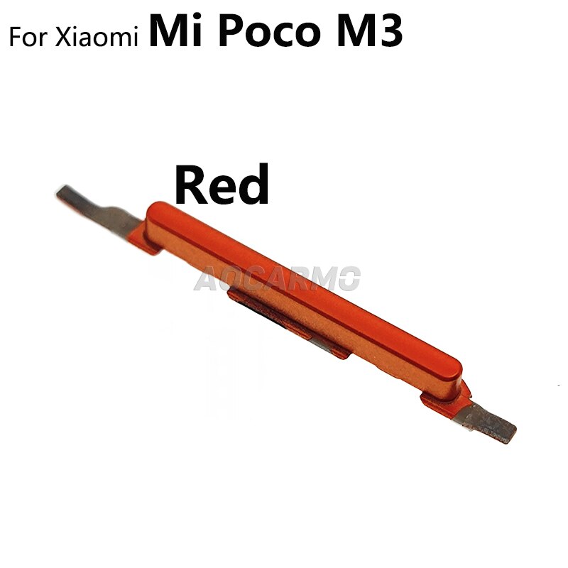 Aocarmo Voor Xiaomi Poco M3 Zijknoppen Power On/Off Volume Up Down Schakelaar Key Vervanging Deel: Red / Pink