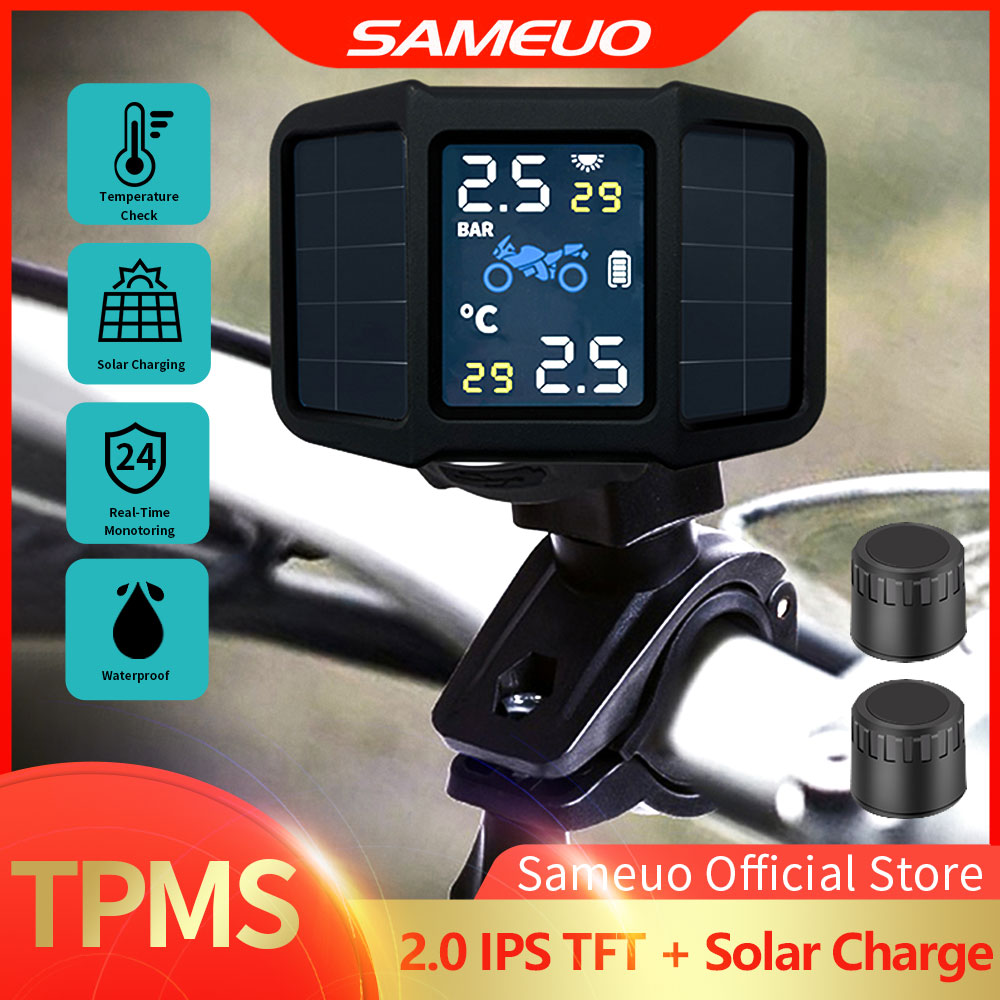 Sameuo Motorfiets Tpms Bandenspanning Zonne-energie Alarm Motor Bandenspanningscontrolesysteem Voor Tyre Monitoring