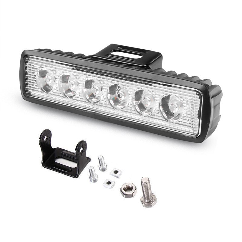 Single row led light bar 12v 18w work light atv offroad led bar lights for trucks traktor auto pære spot metal beslag: Default Title