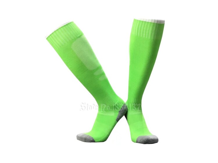 Calcetines de fútbol para hombre y mujer, medias deportivas baratas, transpirables hasta la rodilla, de algodón, para correr, blanco y rojo: lightgreen