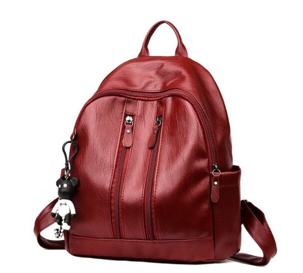 Lady Frauen PU Leder Rucksack Große Kapazität Reise Schulter Tasche Multi-verwenden Einstellbare Mädchen Damen Rucksack: Style 4 No pendant