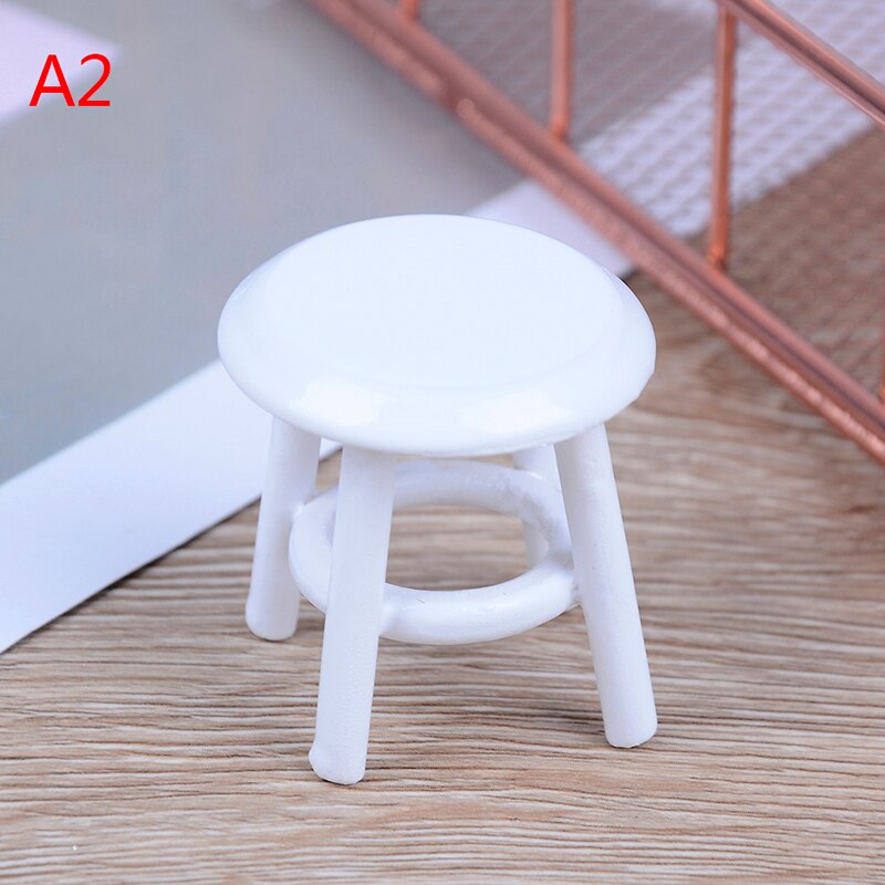 1/12 Dollhouse Miniature DIY Furniture Metal Plastic Wood Chair Doll House Accessories Toys for Baby Kids